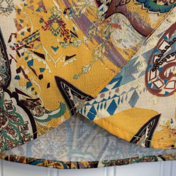 Zara W/B Collection Crop Top Wrap Front LG Yellow Paisley Floral Boho Festival - Picture 4 of 13